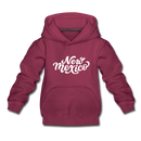 New Mexico Youth Hoodie - Hand Lettered Youth New Mexico Hooded Sweatshirt - burgundy