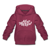 New Mexico Youth Hoodie - Hand Lettered Youth New Mexico Hooded Sweatshirt - burgundy