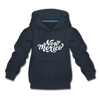 New Mexico Youth Hoodie - Hand Lettered Youth New Mexico Hooded Sweatshirt - navy