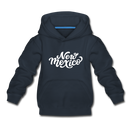 New Mexico Youth Hoodie - Hand Lettered Youth New Mexico Hooded Sweatshirt - navy