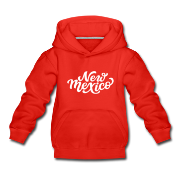 New Mexico Youth Hoodie - Hand Lettered Youth New Mexico Hooded Sweatshirt - red