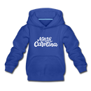 North Carolina Youth Hoodie - Hand Lettered Youth North Carolina Hooded Sweatshirt - royal blue