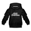 North Carolina Youth Hoodie - Hand Lettered Youth North Carolina Hooded Sweatshirt - charcoal gray