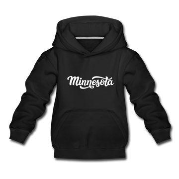 Minnesota Youth Hoodie - Hand Lettered Youth Minnesota Hooded Sweatshirt - black