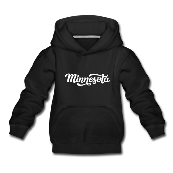 Minnesota Youth Hoodie - Hand Lettered Youth Minnesota Hooded Sweatshirt - black