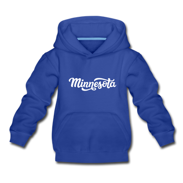 Minnesota Youth Hoodie - Hand Lettered Youth Minnesota Hooded Sweatshirt - royal blue