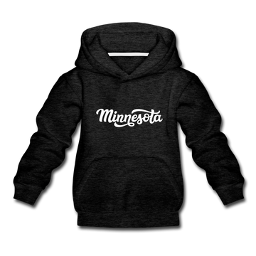 Minnesota Youth Hoodie - Hand Lettered Youth Minnesota Hooded Sweatshirt - charcoal gray