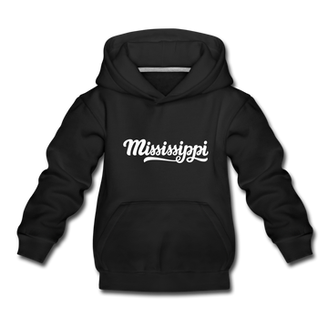 Mississippi Youth Hoodie - Hand Lettered Youth Mississippi Hooded Sweatshirt - black