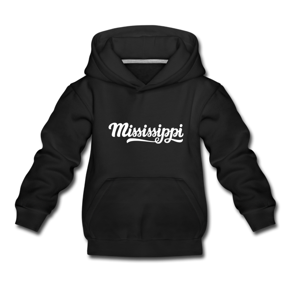 Mississippi Youth Hoodie - Hand Lettered Youth Mississippi Hooded Sweatshirt - black