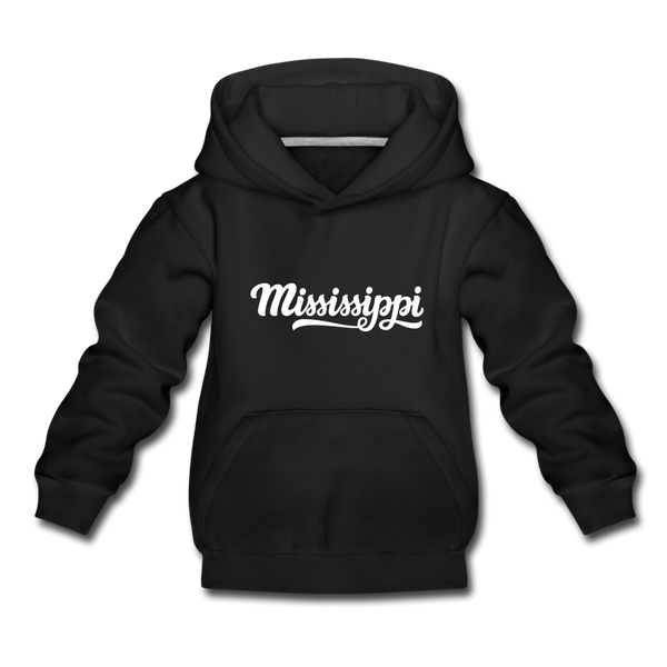Mississippi Youth Hoodie - Hand Lettered Youth Mississippi Hooded Sweatshirt - black