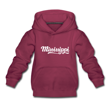 Mississippi Youth Hoodie - Hand Lettered Youth Mississippi Hooded Sweatshirt - burgundy