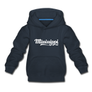 Mississippi Youth Hoodie - Hand Lettered Youth Mississippi Hooded Sweatshirt - navy