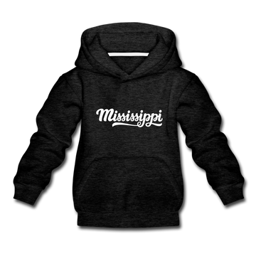 Mississippi Youth Hoodie - Hand Lettered Youth Mississippi Hooded Sweatshirt - charcoal gray