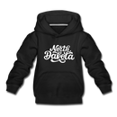 North Dakota Youth Hoodie - Hand Lettered Youth North Dakota Hooded Sweatshirt - black