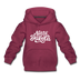 North Dakota Youth Hoodie - Hand Lettered Youth North Dakota Hooded Sweatshirt - burgundy