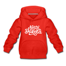 North Dakota Youth Hoodie - Hand Lettered Youth North Dakota Hooded Sweatshirt - red