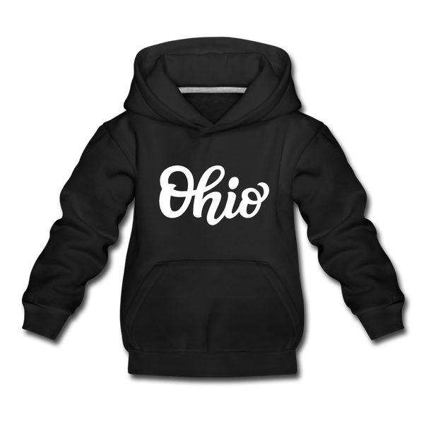Ohio Youth Hoodie - Hand Lettered Youth Ohio Hooded Sweatshirt - black