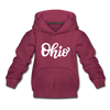 Ohio Youth Hoodie - Hand Lettered Youth Ohio Hooded Sweatshirt - burgundy