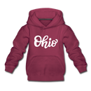 Ohio Youth Hoodie - Hand Lettered Youth Ohio Hooded Sweatshirt - burgundy
