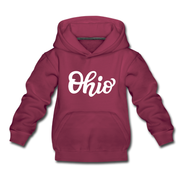 Ohio Youth Hoodie - Hand Lettered Youth Ohio Hooded Sweatshirt - burgundy