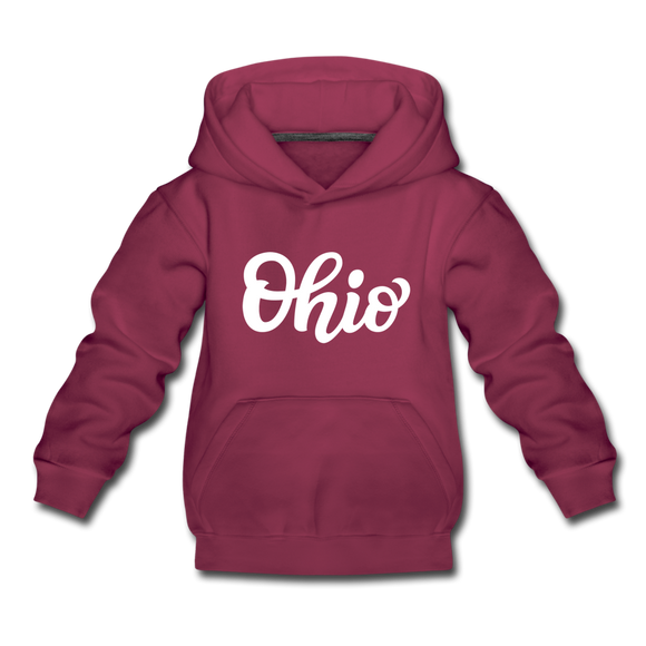 Ohio Youth Hoodie - Hand Lettered Youth Ohio Hooded Sweatshirt - burgundy