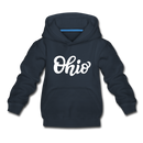Ohio Youth Hoodie - Hand Lettered Youth Ohio Hooded Sweatshirt - navy