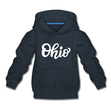 Ohio Youth Hoodie - Hand Lettered Youth Ohio Hooded Sweatshirt - navy