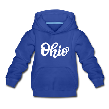 Ohio Youth Hoodie - Hand Lettered Youth Ohio Hooded Sweatshirt - royal blue
