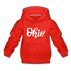 Ohio Youth Hoodie - Hand Lettered Youth Ohio Hooded Sweatshirt - red