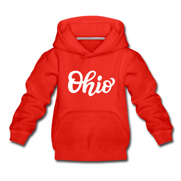 Ohio Youth Hoodie - Hand Lettered Youth Ohio Hooded Sweatshirt - red