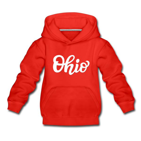 Ohio Youth Hoodie - Hand Lettered Youth Ohio Hooded Sweatshirt - red