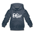 Ohio Youth Hoodie - Hand Lettered Youth Ohio Hooded Sweatshirt - heather denim