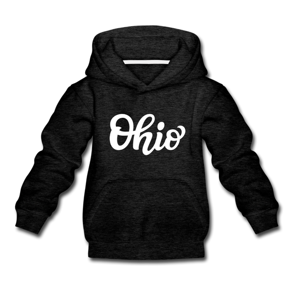 Ohio Youth Hoodie - Hand Lettered Youth Ohio Hooded Sweatshirt - charcoal gray