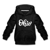 Ohio Youth Hoodie - Hand Lettered Youth Ohio Hooded Sweatshirt - charcoal gray