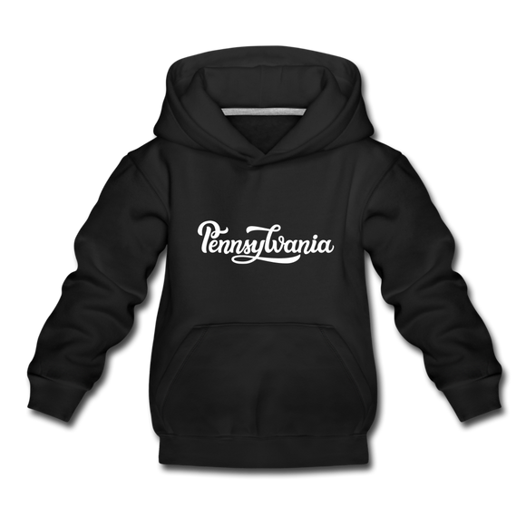 Pennsylvania Youth Hoodie - Hand Lettered Youth Pennsylvania Hooded Sweatshirt - black