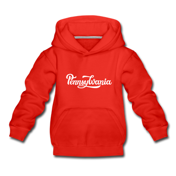 Pennsylvania Youth Hoodie - Hand Lettered Youth Pennsylvania Hooded Sweatshirt - red