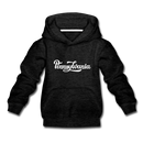 Pennsylvania Youth Hoodie - Hand Lettered Youth Pennsylvania Hooded Sweatshirt - charcoal gray