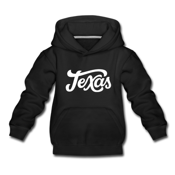 Texas Youth Hoodie - Hand Lettered Youth Texas Hooded Sweatshirt - black