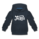 Texas Youth Hoodie - Hand Lettered Youth Texas Hooded Sweatshirt - navy