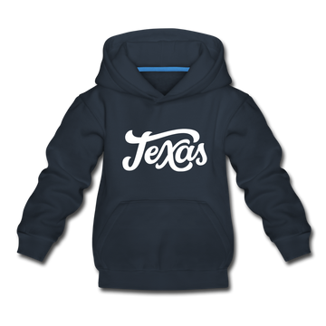 Texas Youth Hoodie - Hand Lettered Youth Texas Hooded Sweatshirt - navy