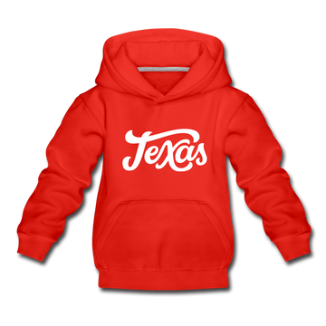 Texas Youth Hoodie - Hand Lettered Youth Texas Hooded Sweatshirt - red