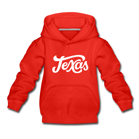 Texas Youth Hoodie - Hand Lettered Youth Texas Hooded Sweatshirt - red