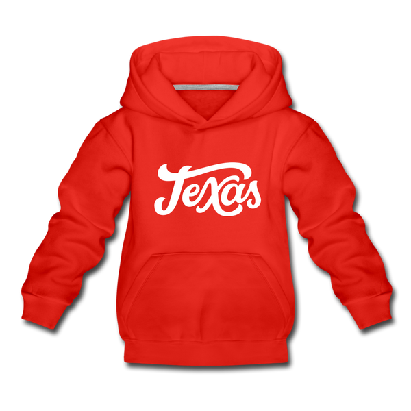 Texas Youth Hoodie - Hand Lettered Youth Texas Hooded Sweatshirt - red