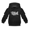 Utah Youth Hoodie - Hand Lettered Youth Utah Hooded Sweatshirt - black