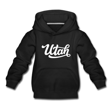 Utah Youth Hoodie - Hand Lettered Youth Utah Hooded Sweatshirt - black