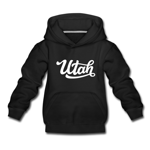 Utah Youth Hoodie - Hand Lettered Youth Utah Hooded Sweatshirt - black