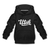 Utah Youth Hoodie - Hand Lettered Youth Utah Hooded Sweatshirt - black