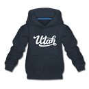 Utah Youth Hoodie - Hand Lettered Youth Utah Hooded Sweatshirt - navy