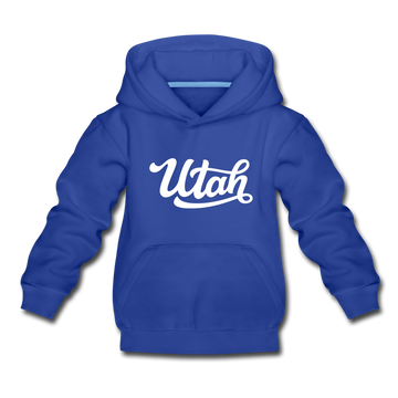 Utah Youth Hoodie - Hand Lettered Youth Utah Hooded Sweatshirt - royal blue