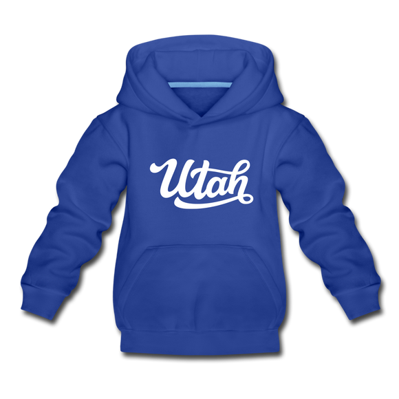Utah Youth Hoodie - Hand Lettered Youth Utah Hooded Sweatshirt - royal blue